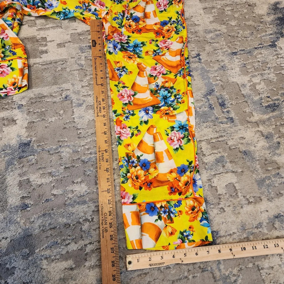 Moschino Couture Silk Traffic Cone Floral Pull On Pants Construction Size 8 - Picture 9 of 16
